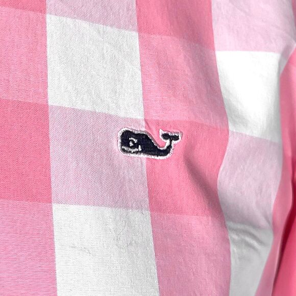 Vineyard Vines Women’s Shirt 8 Pink White Plaid Check Cotton Long Sleeve Preppy - Picture 4 of 10